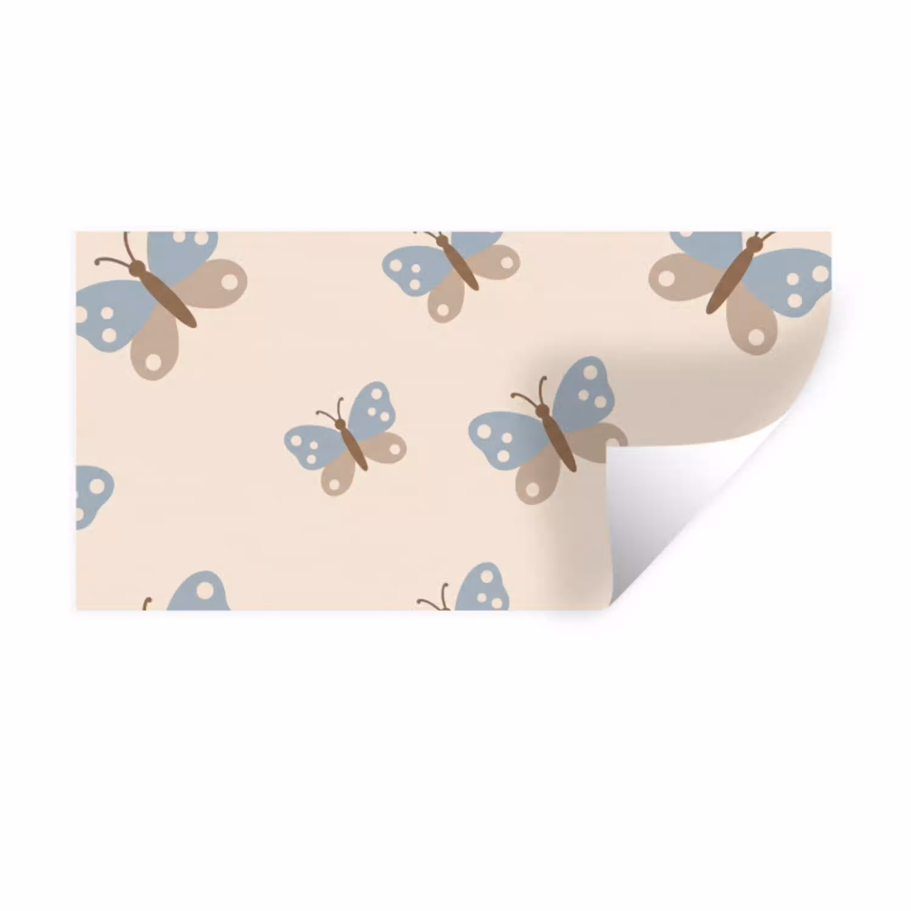 Insect - Vlinderpatroon - Abstract - Blauw - Beige Muursticker klein -3d