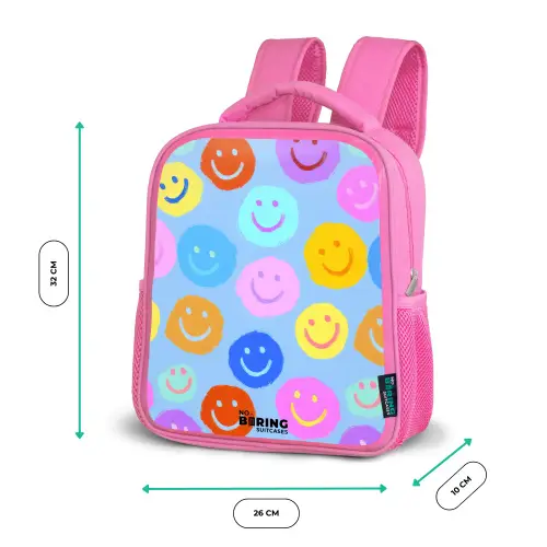 Vrolijk patroon van smileys Kinderrugzak - Roze middel -productfoto_formaten