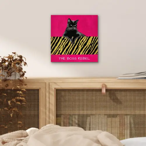 Kat - Baas - Roze - Tijgerprint aluminium wit klein -sfeer3