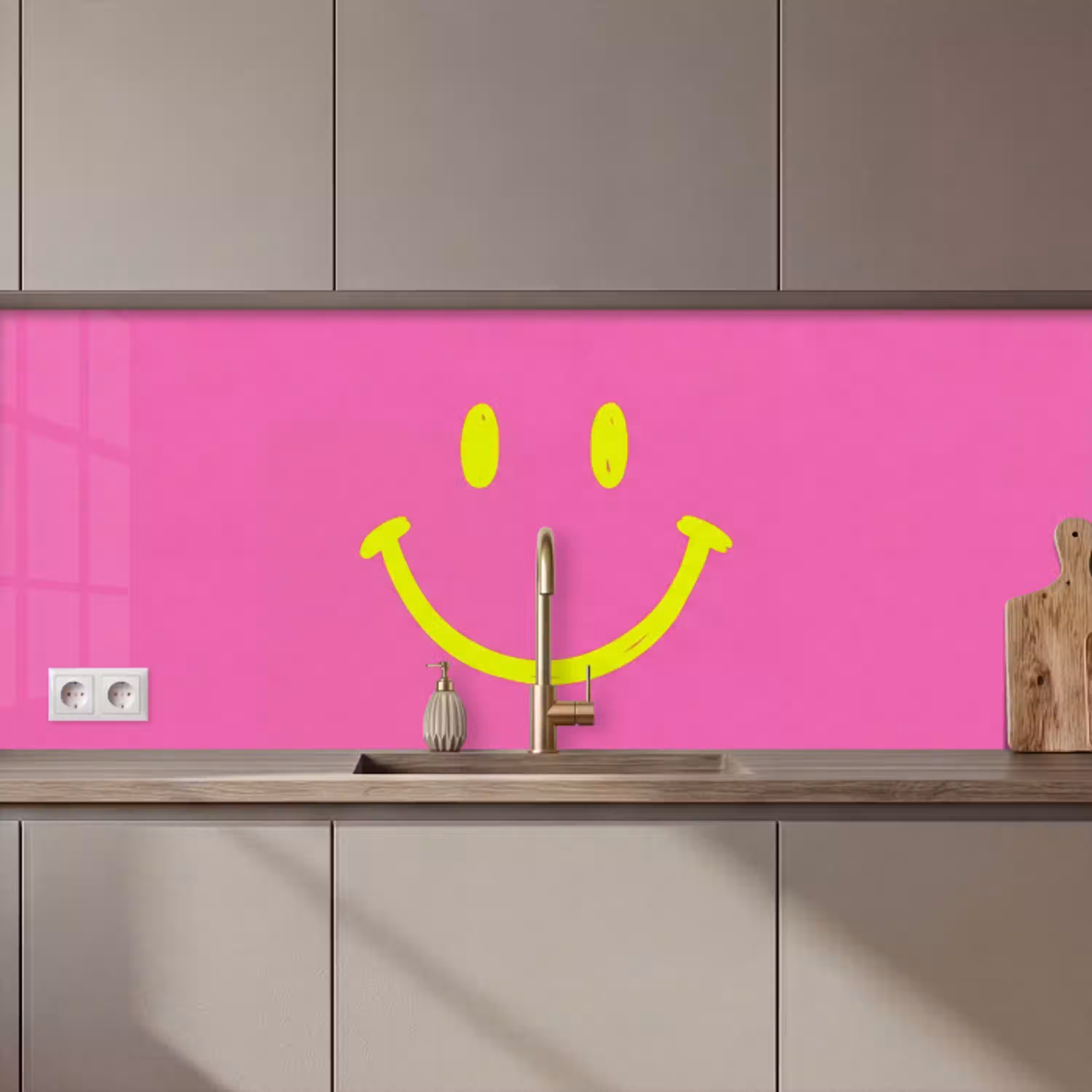 Smiley - Vrolijk - Roze keuken achterwand 2 middel zz_3dshopping