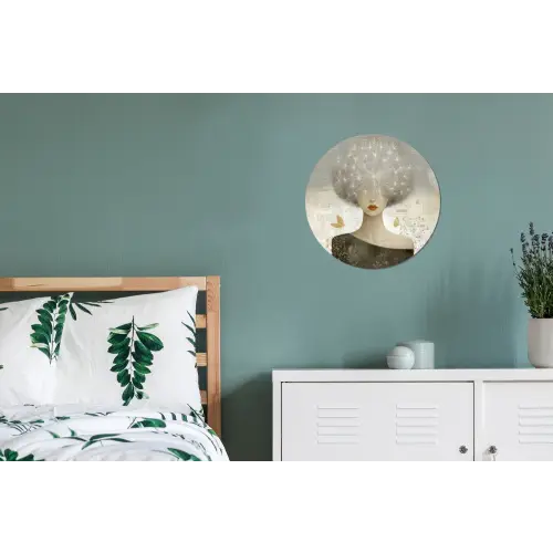 Pluis - Vrouw - Beige Wandcirkel aluminium klein -slaapkamer