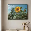 Zonnebloemen - Helderblauwer lucht - Gras Textielframe - compleet frame klein -sfeer2