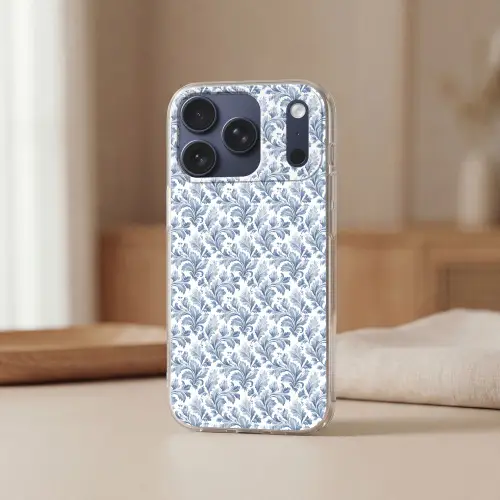 Bladeren  - Blauw - Patroon Telefoonhoesje iPhone 17 Pro klein 878 -sfeer2