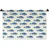Vis - Patroon - Blauw Wandkleed katoen klein 269 -zz3d