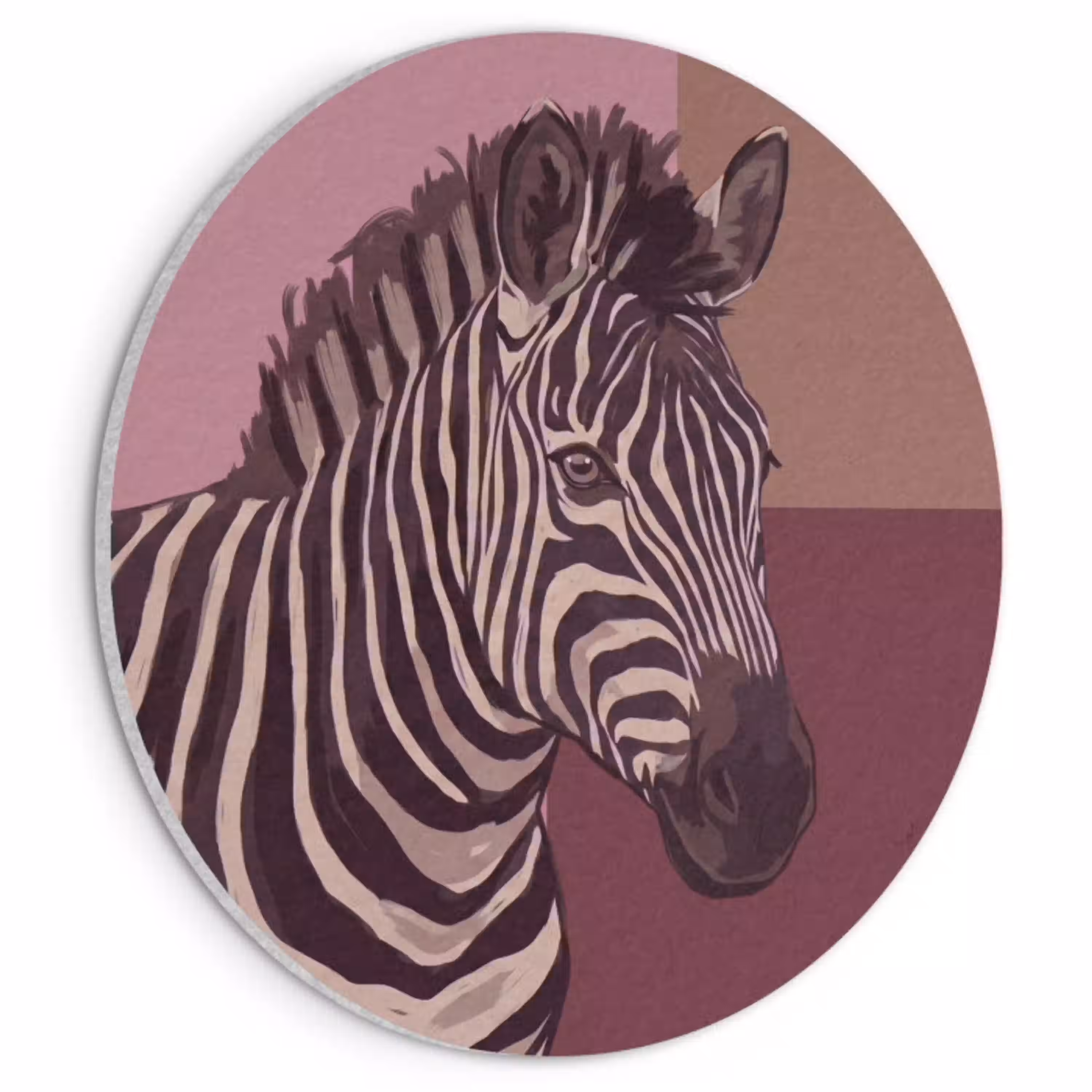 Dieren - Zebrahoofd - Wildlife - Modern - Bruin Akoestische PET Vilt - Rond klein -3d