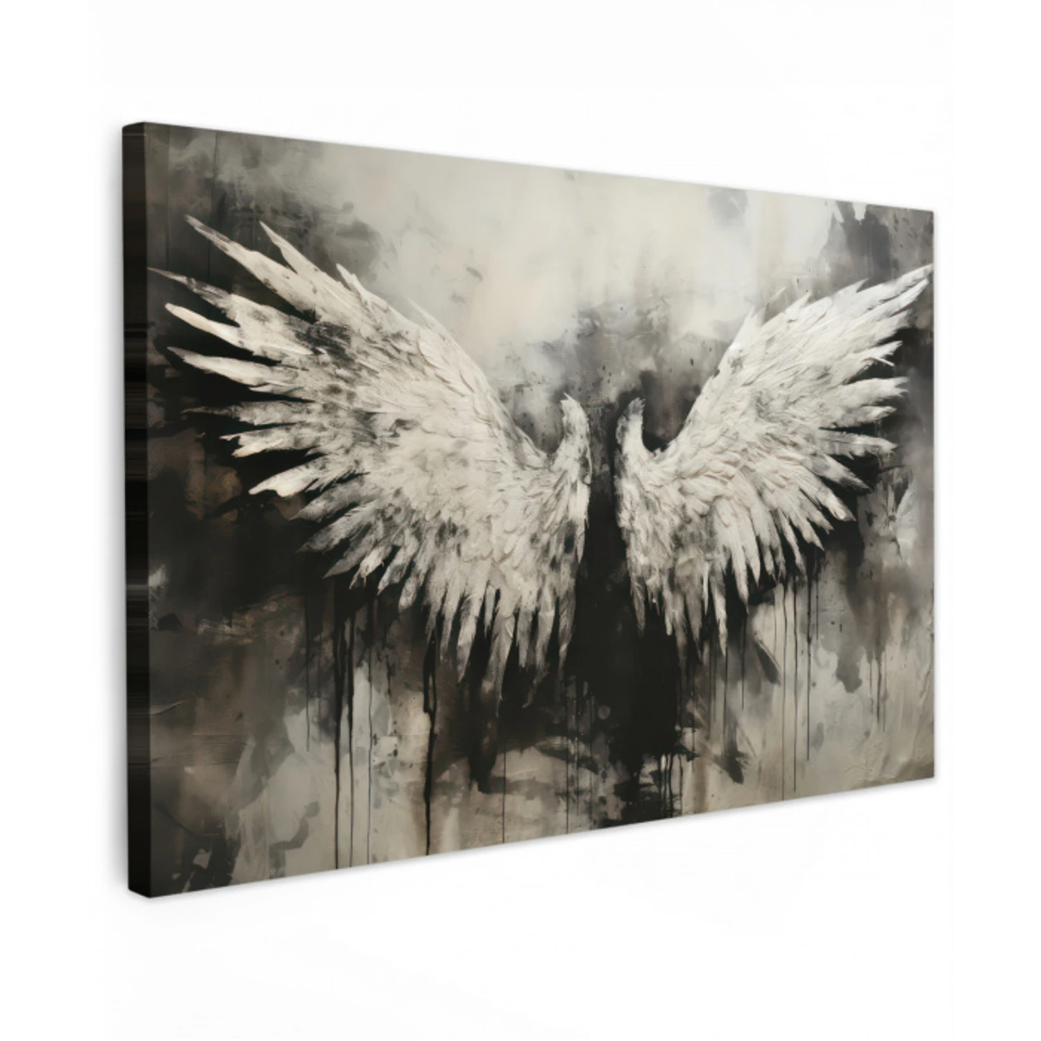 Engel - Vleugels - Zwart - Wit canvas 2cm klein -z3d