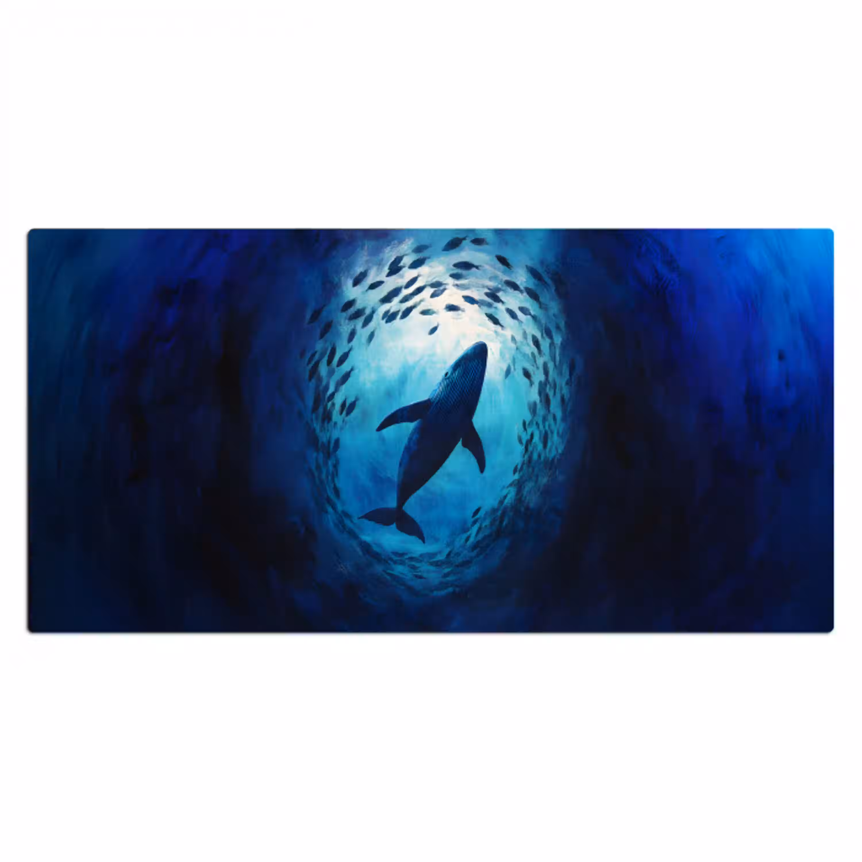 Walvis - Vissen - Donkerblauw Muismat XXL klein -3d_leeg