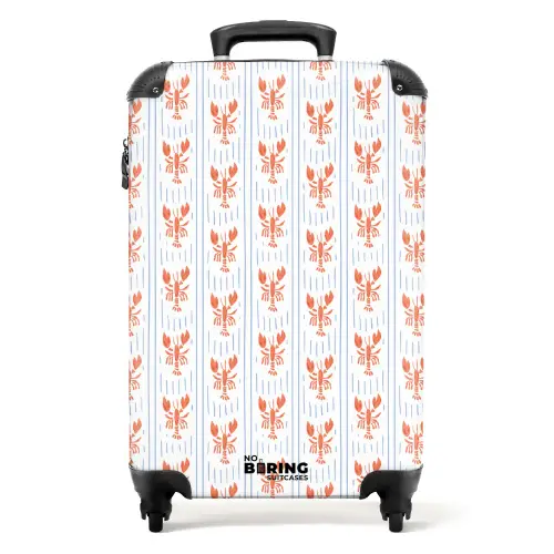 Kreeft met strepen patroon blauw NBS - Handbagage koffer - Volwassenen Unisex middel -productfoto_recht