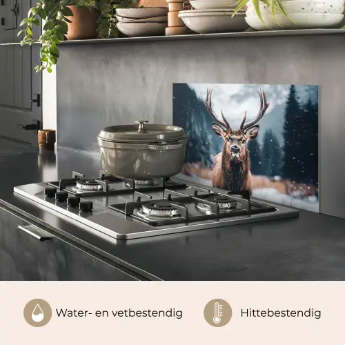 Hert - Dieren - Landschap - Winter - Sneeuw keuken achterwand spatscherm klein -usp_NL