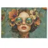 Vrouw - Bloemen - Vlinders - Natuur - Vintage Deurmat klein -zkaufland3d