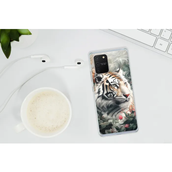 Tijger - Wilde dieren - Bloemen - Jungle Telefoonhoesje Samsung Galaxy S10 Lite klein -oordopS10Lite