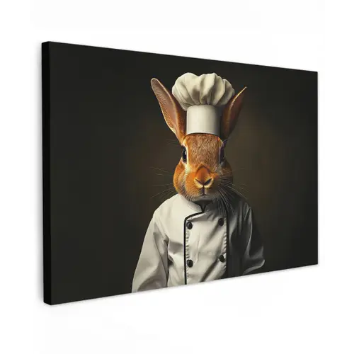 Konijn - Kok - Dier Tuinposter op houten frame 2 cm dik klein -3d
