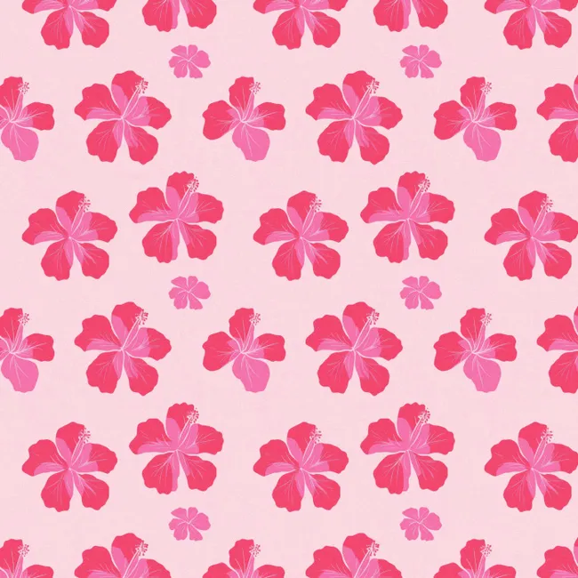 Behang - Hibiscus - Bloemen - Roze
