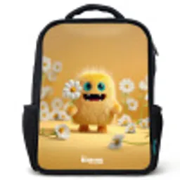 Monster - Wezen - Bloem - Geel Rugzak - Zwart middel -3d