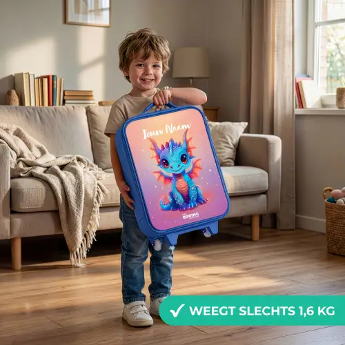Schattige baby draak Kinderkoffer - Blauw klein -sfeer2_NL