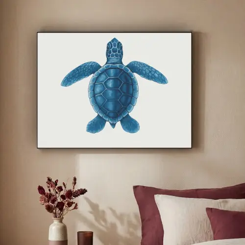 Schildpad - Blauw - Schild Textielframe - compleet frame klein -sfeer1