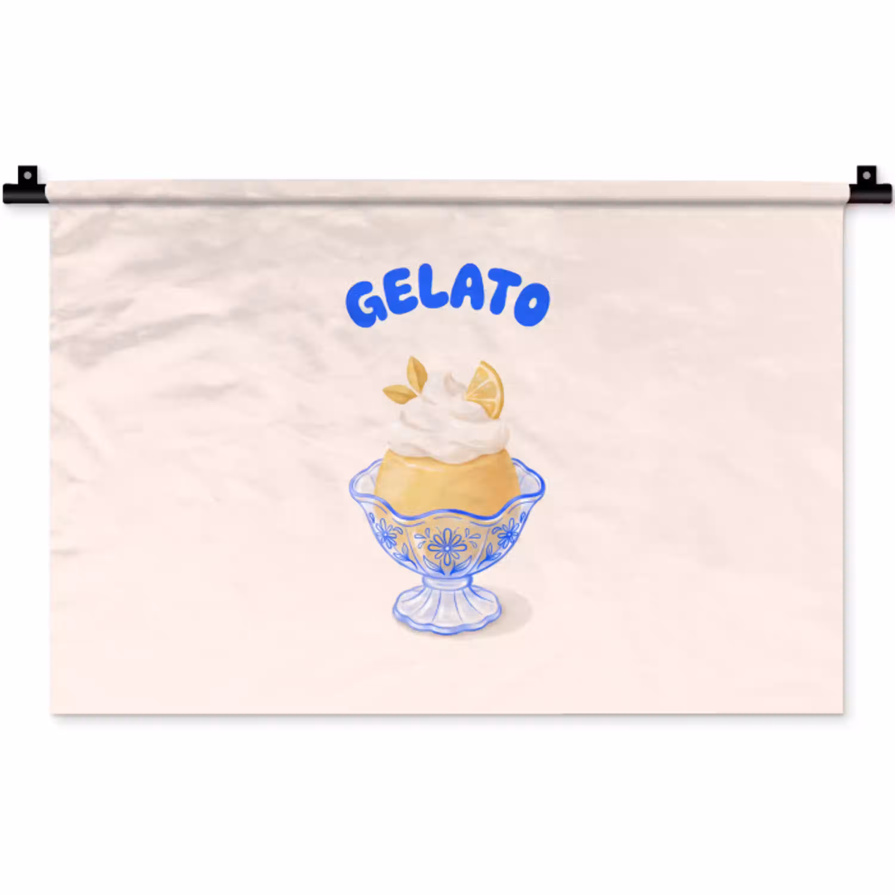 IJs - Citroen - Illustratie - Geel - Dessert Wandkleed katoen klein -zz3d