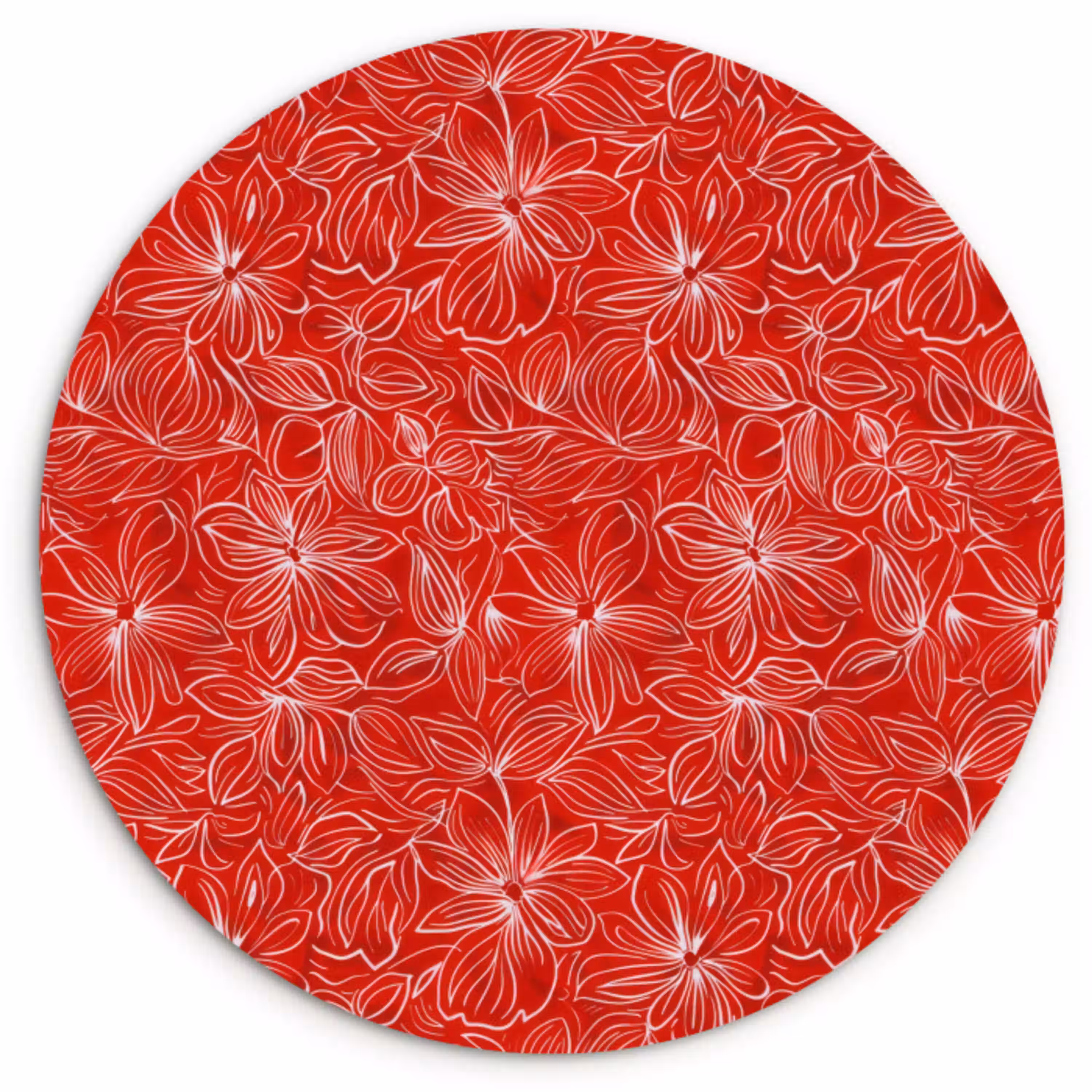 Bloemen - Patroon - Rood Wandcirkel kunststof plaat 5mm dik klein 188 -3d