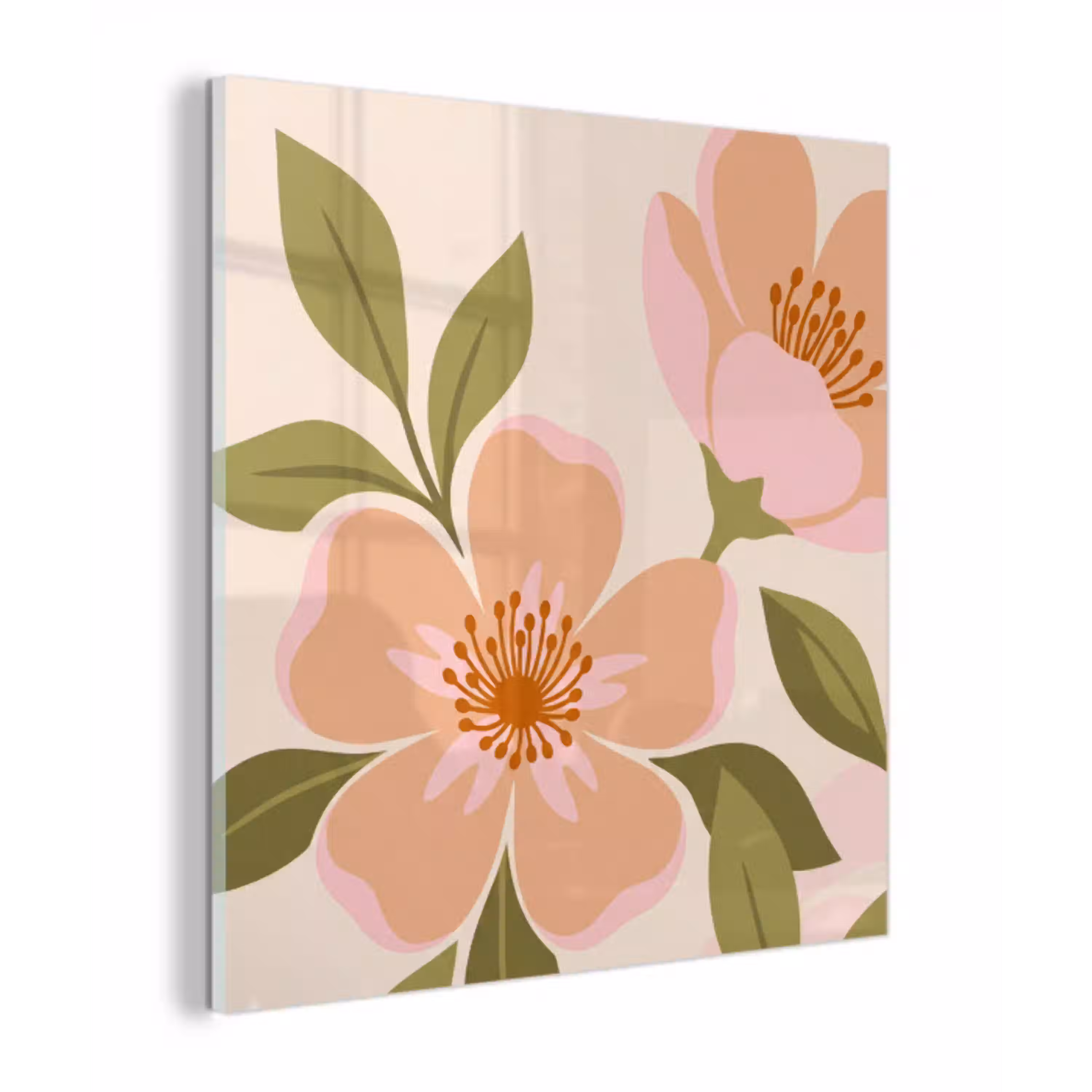Grafisch - Bloemen - Roze plexiglas 5mm klein -z3d