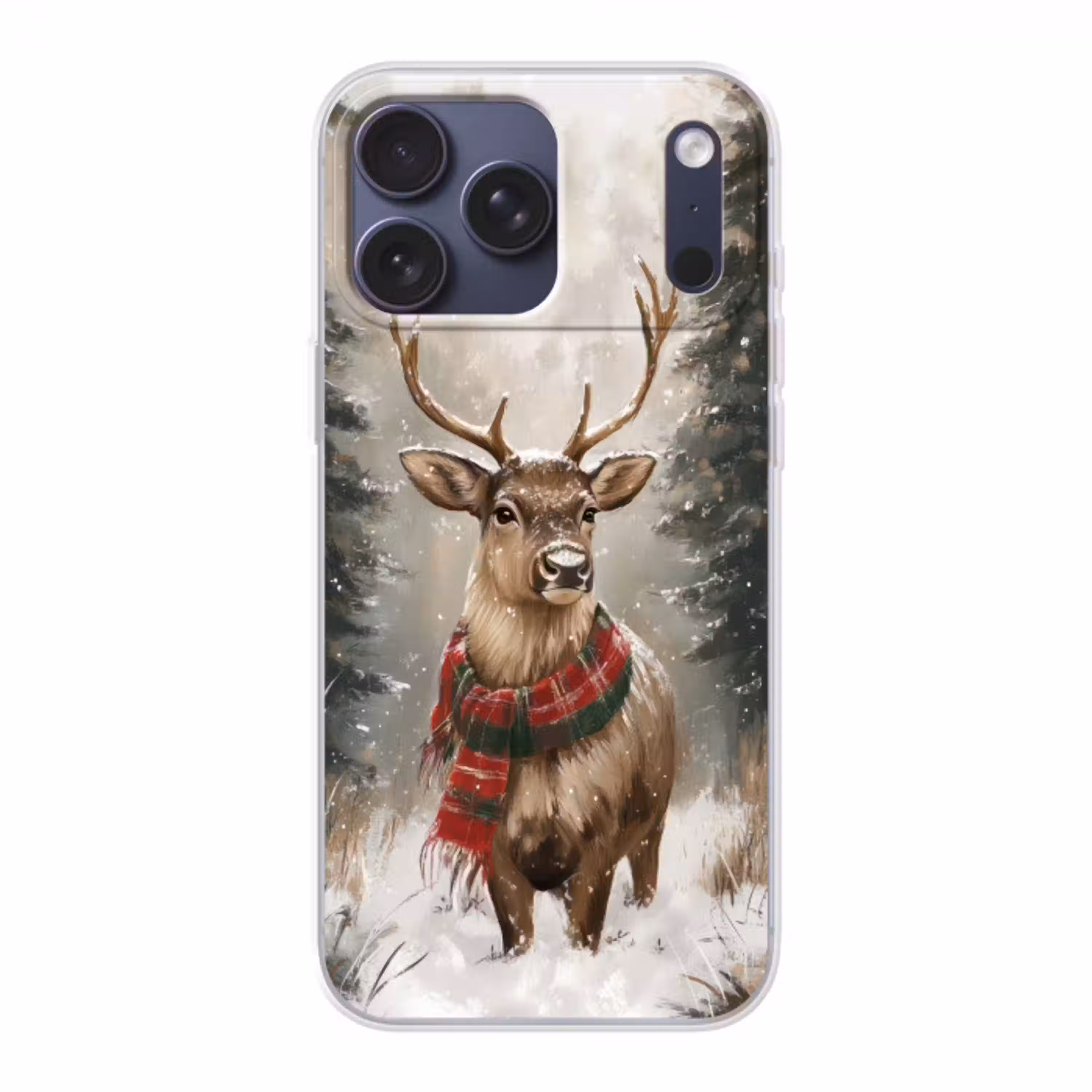 Winter - Bos - Rendier - Donker Telefoonhoesje iPhone 17 Pro Max klein -3d