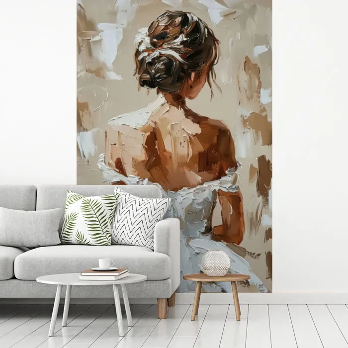 Vrouw - Verf - Abstract - Beige - Modern fotobehang vinyl groot -woonkamer