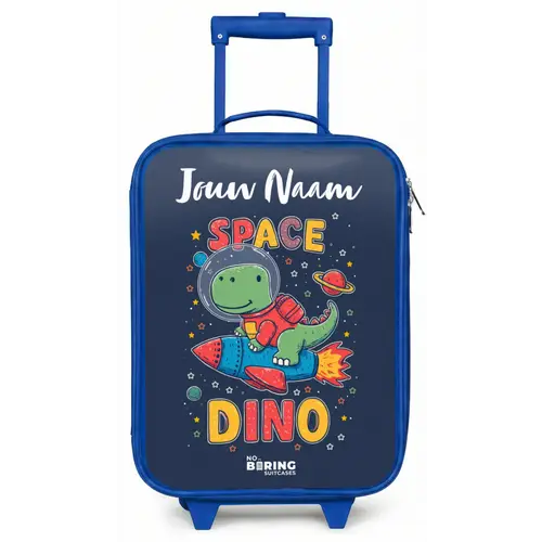 Dinosaurus - Groen - Raket - Sterrenhemel Kinderkoffer - Blauw klein -zz3dotto
