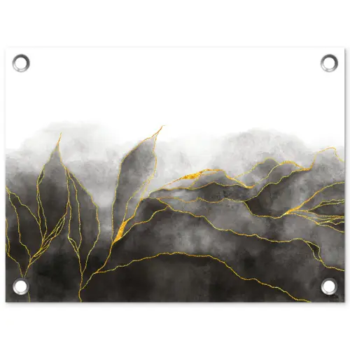 Marmer - Zwart - Goud - Luxe - Marmerlook tuinposter los doek klein -3d