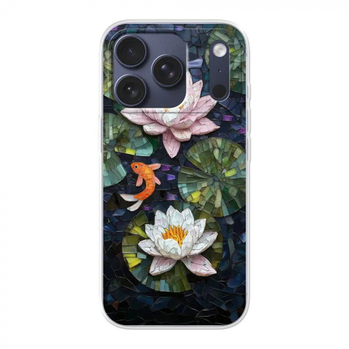 Glasstukjes - Leliebladeren - Vis - Oranje Telefoonhoesje iPhone 17 Pro klein -3d