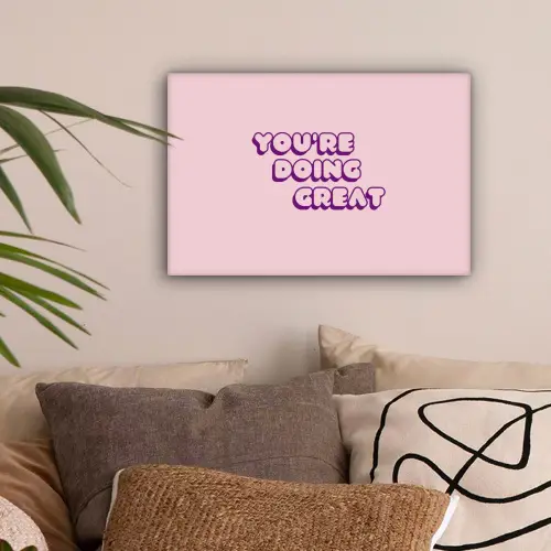 You're doing great - Roze - Bubble letters canvas 2cm klein -sfeer1