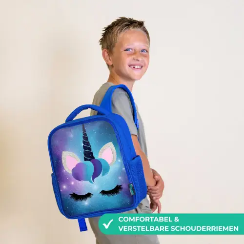 Eenhoorn - Sterren - Magisch - Blauw Kinderrugzak - Blauw middel -sfeer3_NL