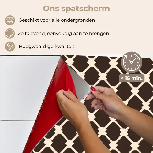 Bruin - Ruitpatroon - Geometrisch keuken achterwand spatscherm klein 900 -spatscherm_NL