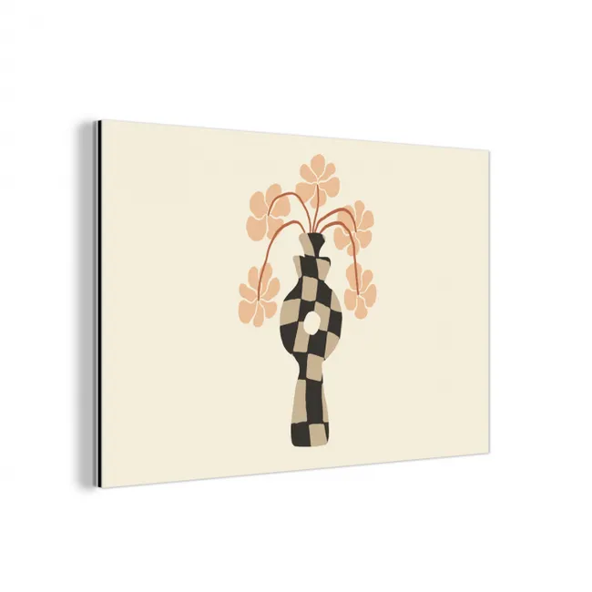 Bloemen - Vaas - Abstracte kunst - Modern aluminium wit klein -3d