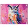Uil - Roze - Blauw - Verf - Abstract tuinposter los doek klein -3d