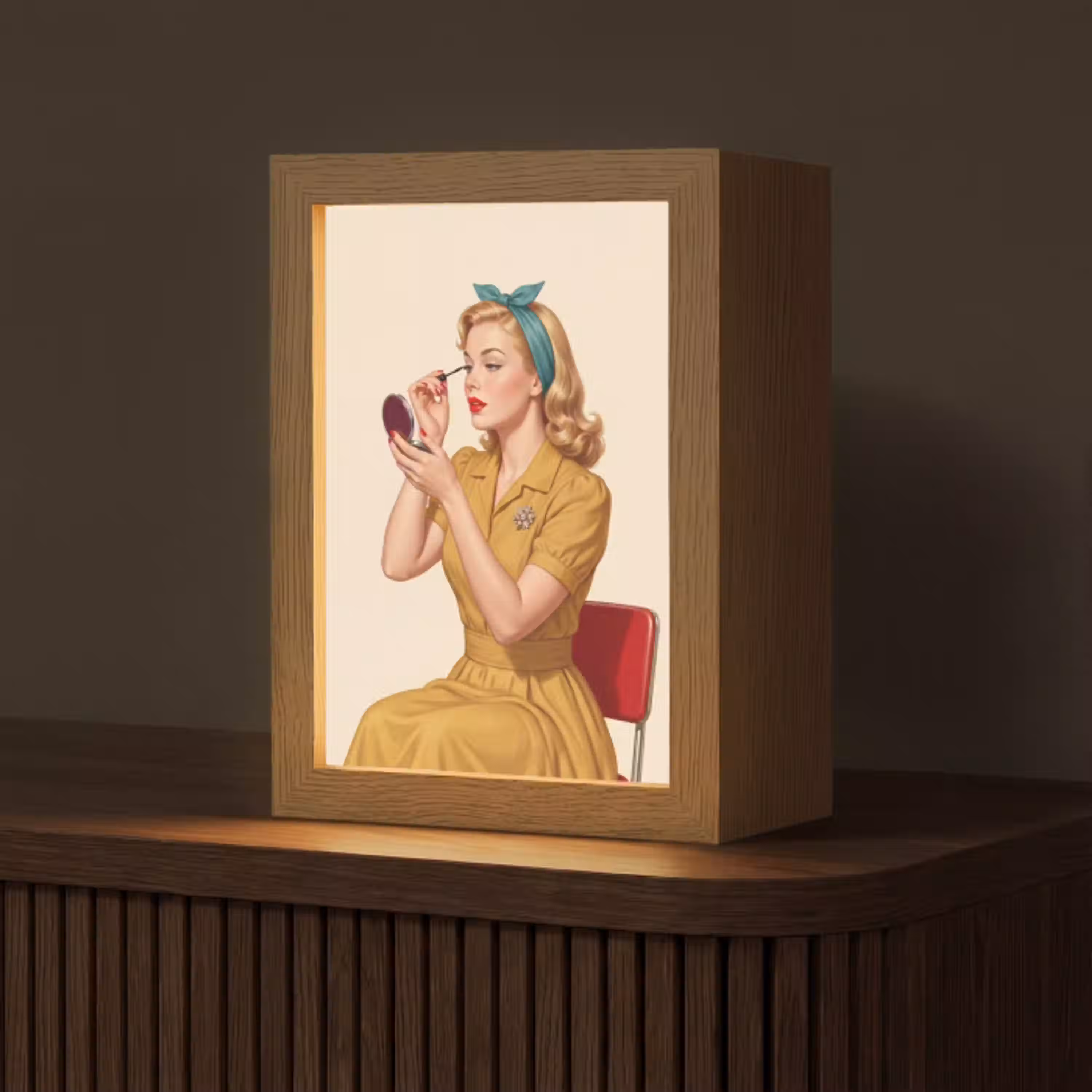Illustratie - Mascara - Vrouw - Geel Light Box met kabel (Tafellamp) klein -z3d_website