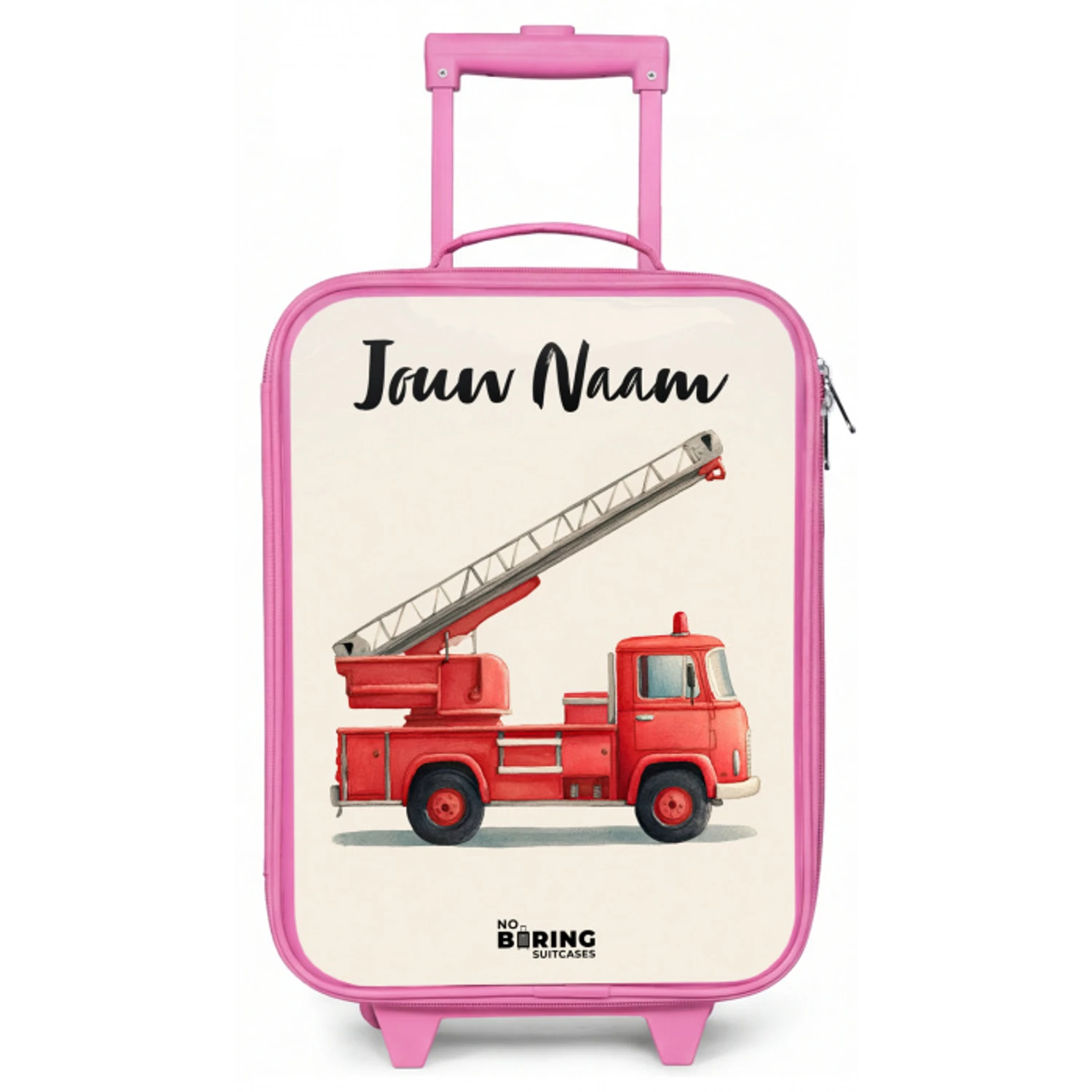 Brandweerwagen - Getekend - Rood Kinderkoffer - Roze klein -zz3dotto