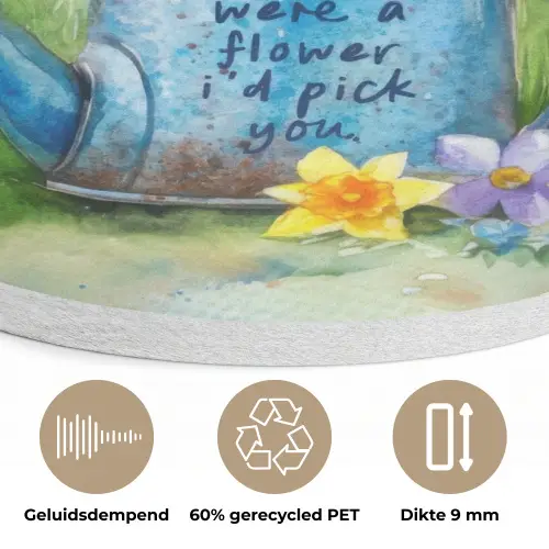 Lavendelbloemen - Quote - Gieter Akoestische PET Vilt - Rond klein -closeup_NL