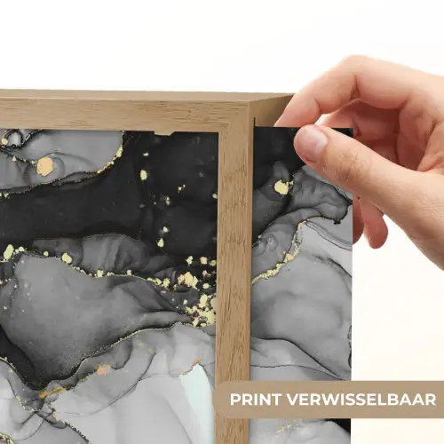 Marmer - Zwart - Goud - Grijs Light Box met batterij (Wandlamp) middel -USP_websiteprintNL
