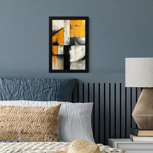 Geel - Abstract - Modern - Vormen fotolijst zwart zonder passe partout klein -sfeer3