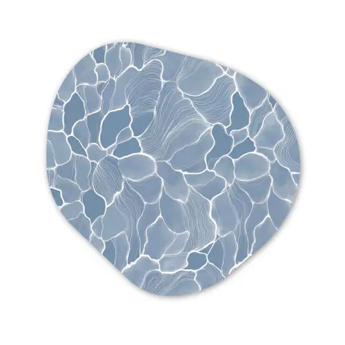 Abstract - Blauw - Bladeren Wandcirkel Organisch Aluminium middel -3d