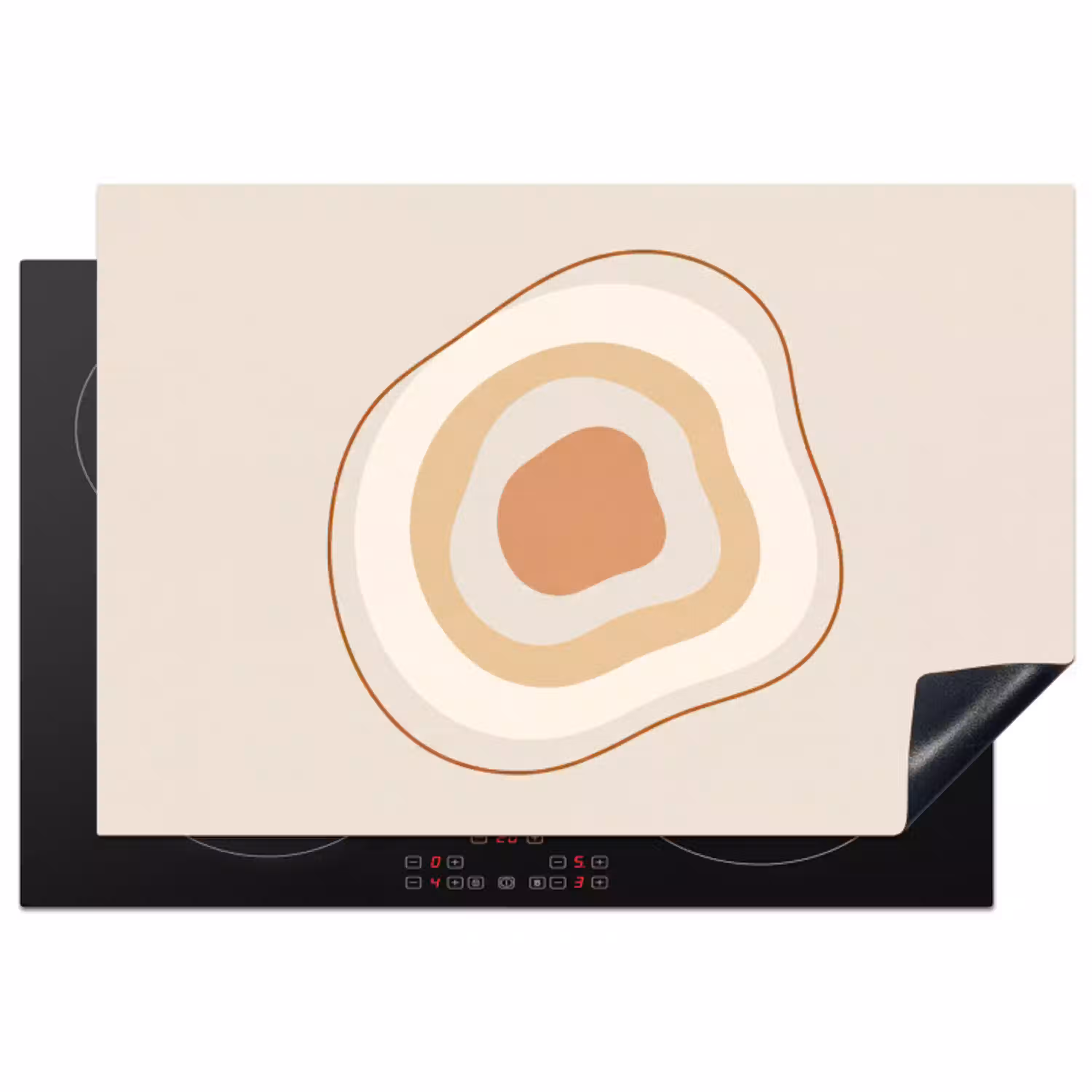 Abstract - Organisch - Modern - Beige - Kunst Inductie beschermer vinyl 3mm klein -3d