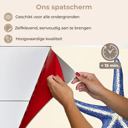 Blauwe zeester - Minimalistisch - Beige keuken achterwand spatscherm klein -spatscherm_NL