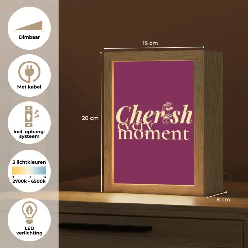 Cherish every moment - Cocktailglas - Bordeaux Light Box met kabel (Tafellamp) klein -USP_NL