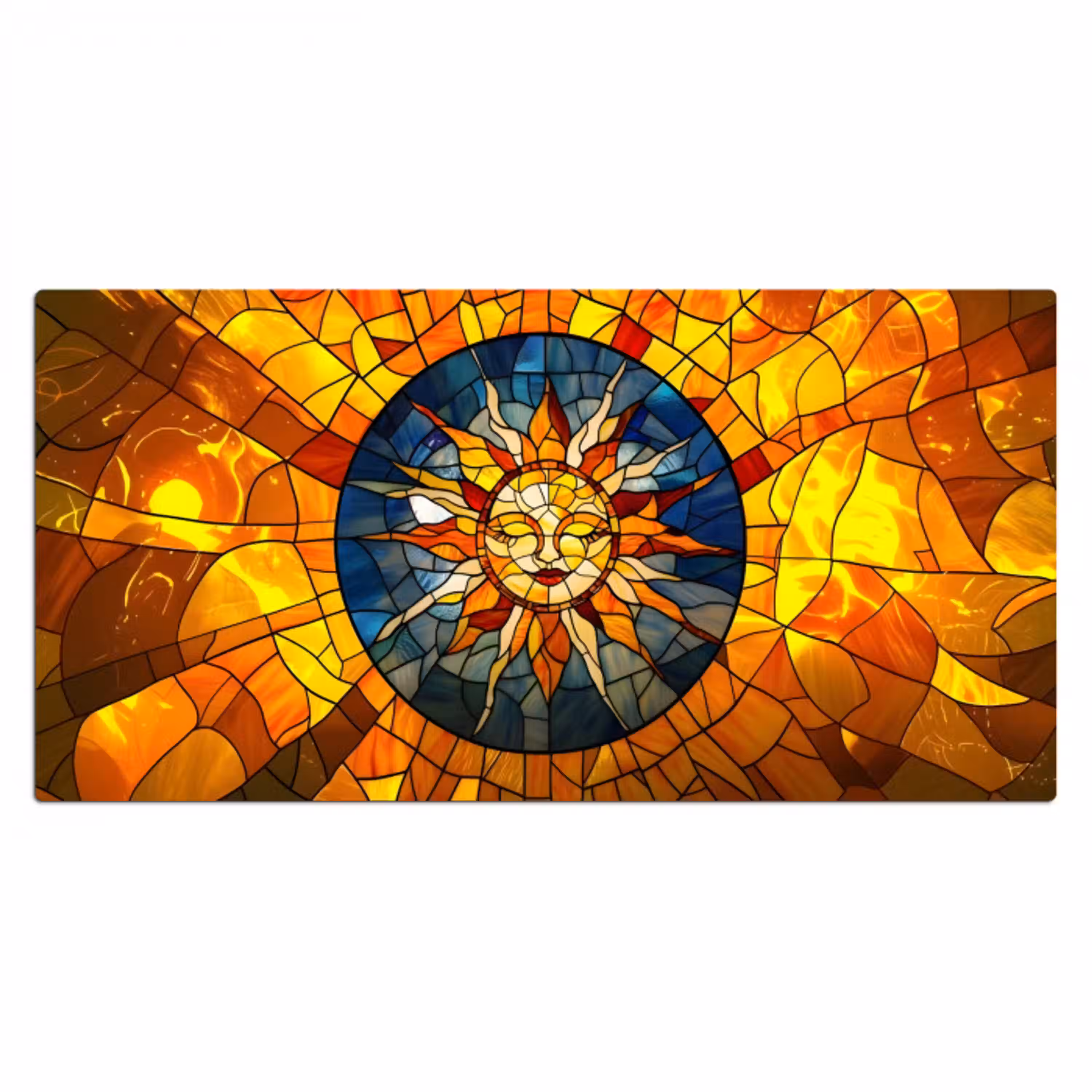 Mozaïek - Zon - Geel - Cirkel Muismat XXL klein -3d_leeg