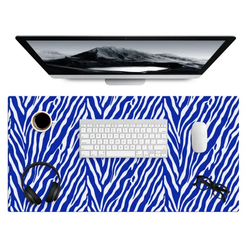 Zebra - Patroon - Kobalt - Blauw Muismat XXL klein 681 -3d