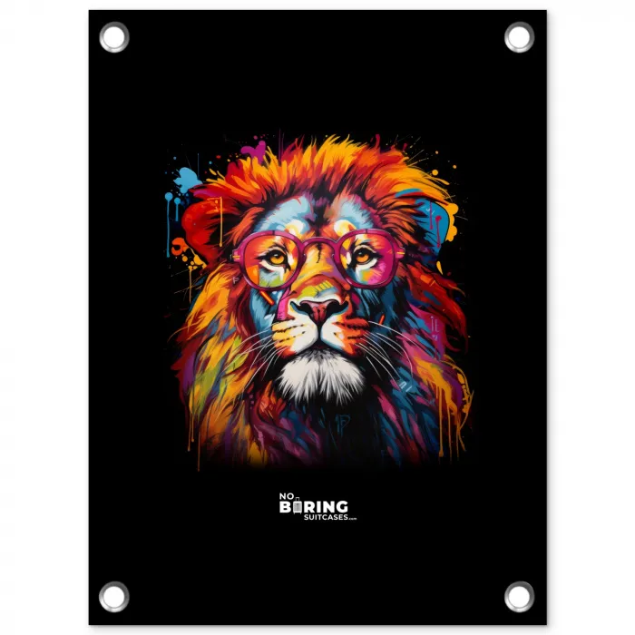 Kleurrijke leeuw in graffiti stijl tuinposter los doek klein -3d