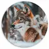 Wolf - Sneeuw - Winter - Dieren - Natuur - Sneeuw Wandcirkel kunststof plaat 5mm dik klein -3d