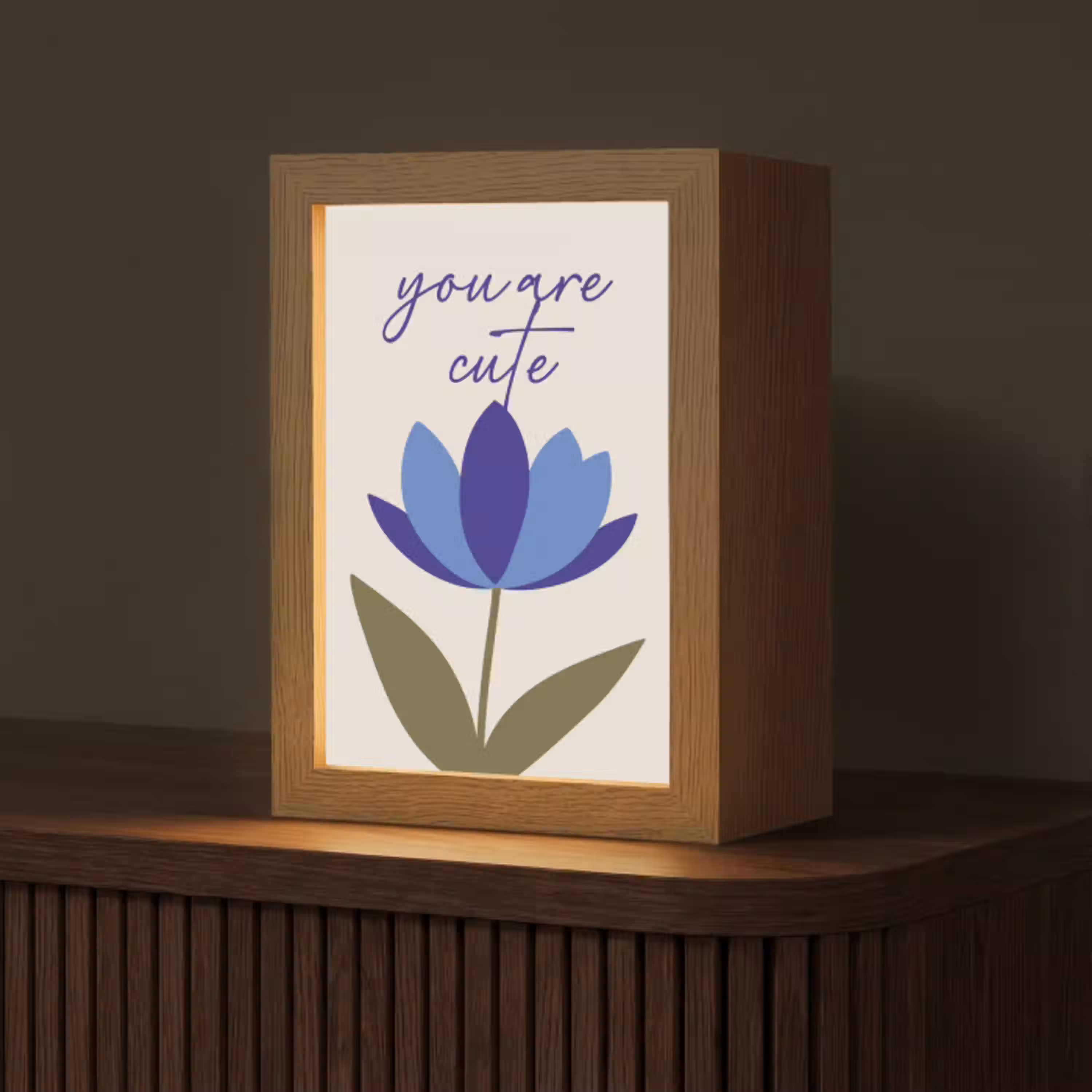 Korenbloem - Valentijn - Bloem - Blauw Light Box met kabel (Tafellamp) klein -z3d_website