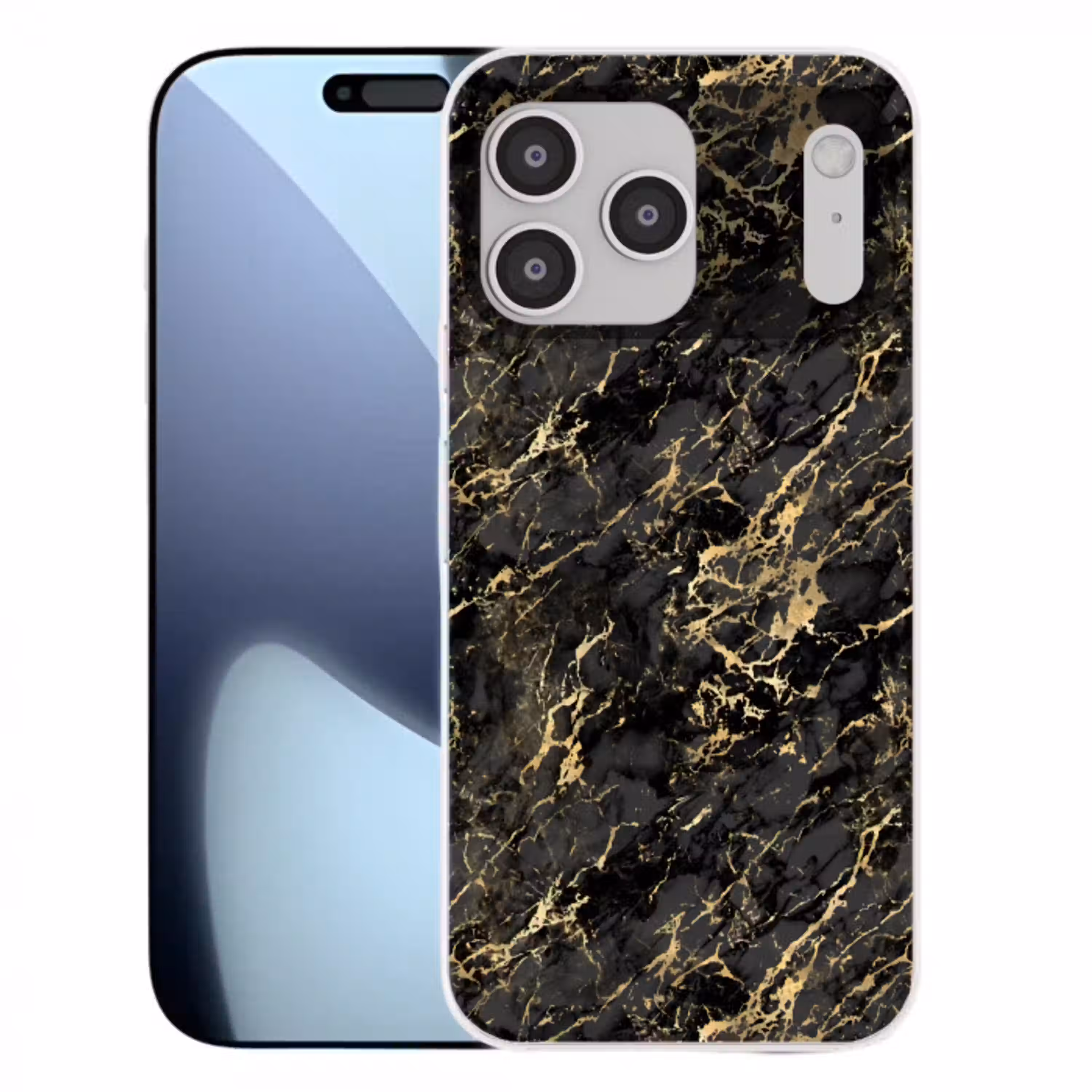 Marmer - Zwart - Goudstructuur Telefoonhoesje iPhone 17 Pro Max klein 879 -3d