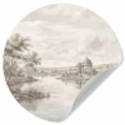 Landschap - Water - Natuur - Sepia Wandcirkel behangsticker klein -3d