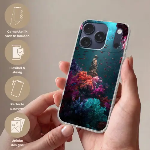 Standbeeld - Zeebodem - Koraal - Kleurrijk Telefoonhoesje iPhone 17 Pro klein -sfeer3_NL